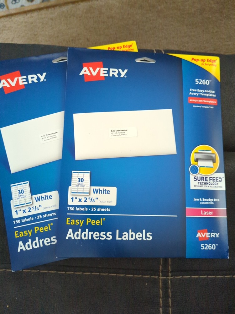 Avery Easy Peel Address Labels, Laser, 1 x 2-5/8 Inches, 2 Pack of 750 = 1500