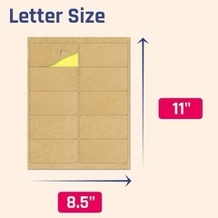 30 Sheets, Kraft Sticker Paper Labels, Laser/Inkjet Printing – Letter Size 4×2“￼