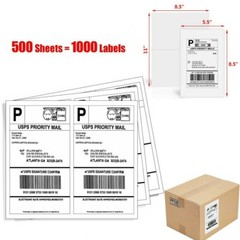 1000 Shipping Labels 8.5×5.5 Half Sheet Blank Self Adhesive 2 Per Sheet