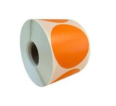 4″ Round Direct Thermal Label Orange Zebra 1″ Core – (8)Rolls, 2800 Labels Total