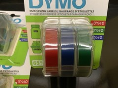 🏷️ Lot of 4 DYMO EMBOSSING LABELS / 3 per pack RED, BLUE, GREEN 3/8in x 9.8ft