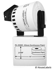 Non-OEM Fits BROTHER DK-2205 Continuous Labels – (10) Rolls of 100′ + (1) FRAME