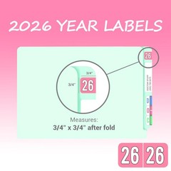 2026 Year Stickers, Waterproof File Folder Labels, Self-Adhesive Rectangle Tabs
