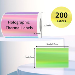3X2 Inch Holographic Thermal Labels, Colorful Direct Thermal Stickers Label, Sel