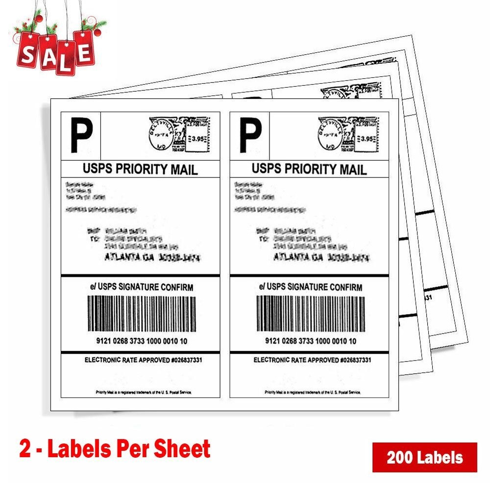 200x Shipping Address Labels 8.5×5.5 Half Sheet Self Adhesive Rectangle Corner