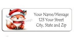 60 Personalized Christmas Return Address Labels 2/3″ x 1 3/4″- Holiday Red Fox