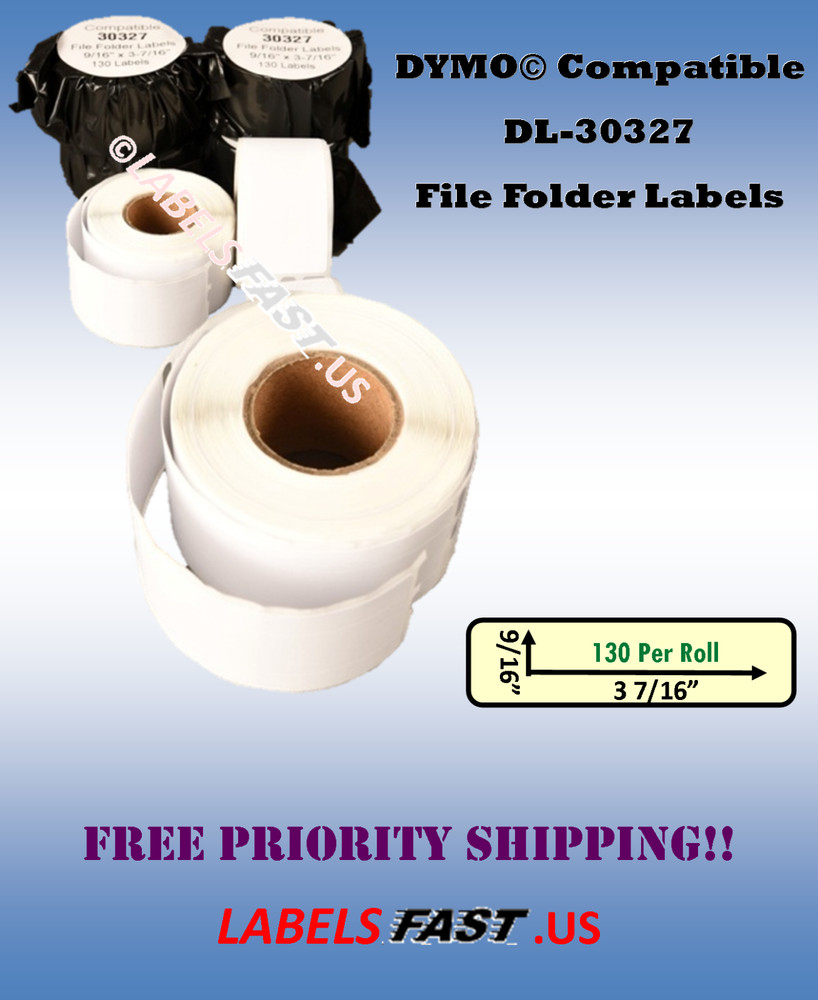 Dymo® LabelWriter® Compatible Thermal 30327 Blank 130 File Folder Barcode Labels