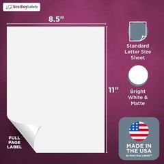 Quality 8.5×11 White Label Sheets – 100 Self-Adhesive Stickers
