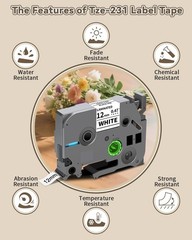 5-Pack TZe-231 Label Tape Compatible for Brother TZe TZ Tape 12mm 0.47 Lamina…