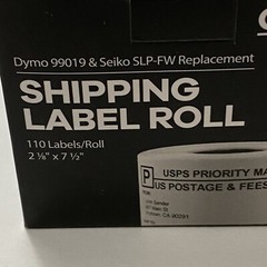 ONYX Shipping Label Roll Dymo 99019/ Seiko SLP-FW Compatible 2 1/8 x 7 1/2”