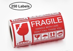 Fragile Stickers 1 Roll 250 Labels 2.76″ x 5.12″ Strong Adhesive Warning Labels