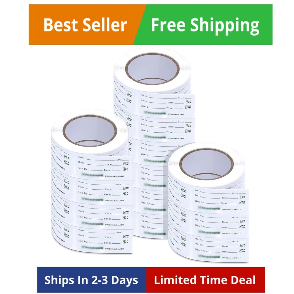 7500 Pieces Removable Food Labels for Containers 1 x 2 Inch Date Stickers Wat…