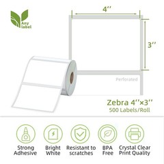 4″x3″ Direct Thermal Shipping Labels – 12 Rolls, 500 Labels/Roll, Barcode Sticke
