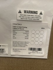 MaxGear 2″ Round Printable Sticker Labels White Inkjet & Laser 30 Sheets 360 New