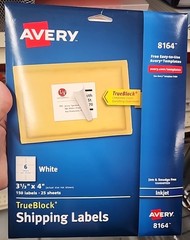 Avery Shipping Labels #8164 3 1/3″ x 4″ Tru Block, 25 Sheets, 150 labels total