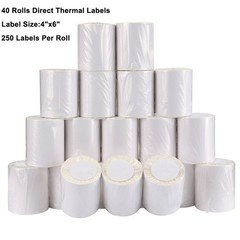 Direct Thermal Labels 4×6 Labels 250/Roll For Zebra 2844 Eltron ZP450 40 Rolls