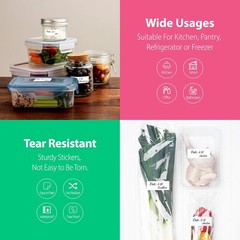 1000 Removable Food Labels – Water Resistant Blank Stickers for Organizing