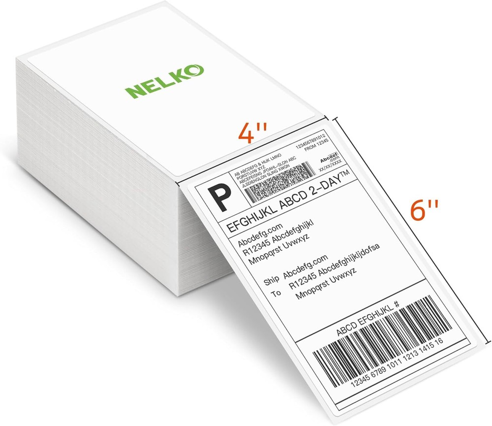 Nelko Genuine 4×6 Direct Thermal Shipping Label (Pack of 500 4×6_500P, White