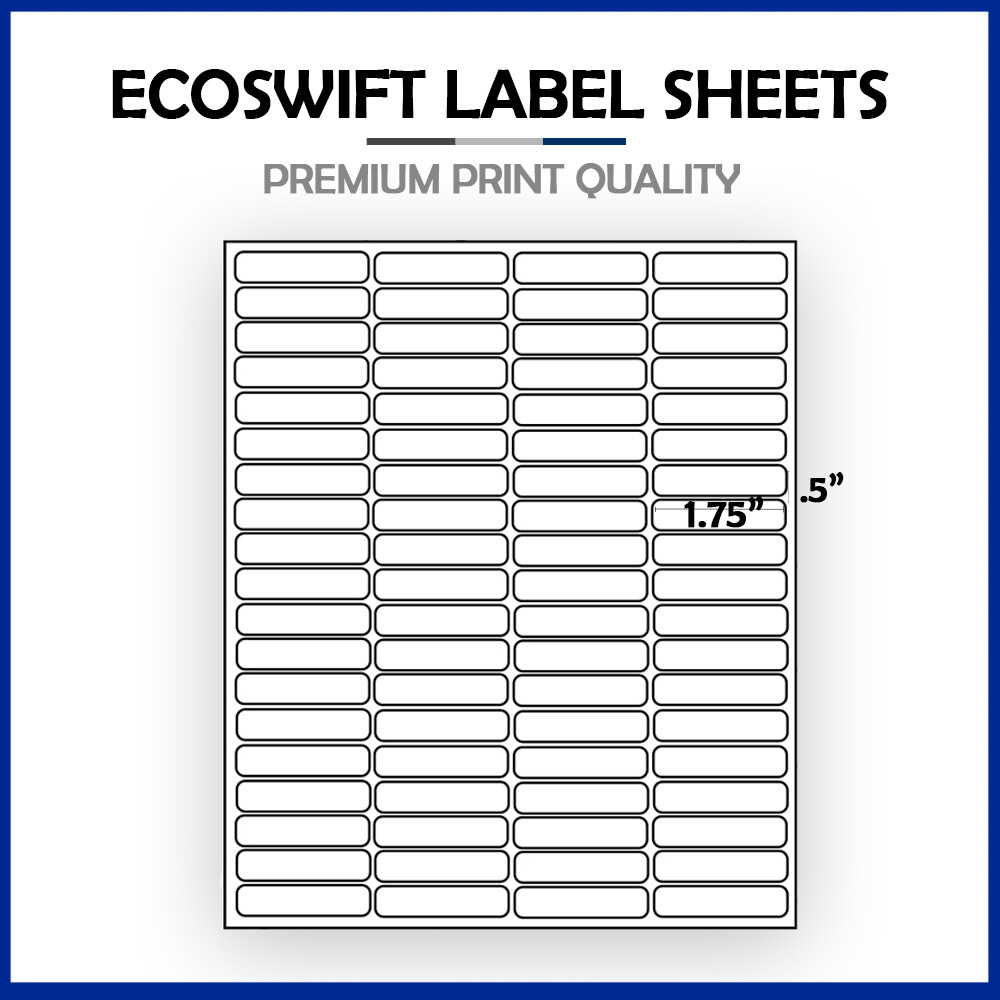(80) 1 3/4 x 1/2 “EcoSwift” Laser Address Shipping Adhesive Labels 80 per sheet