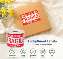 Fragile Stickers 3 x 5 Inch Handle with Care Waterproof Permanent Adhesive 500