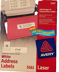 Avery 5161 Laser White Address Labels 2000 Labels 1″×4″ NEW SEALED BOX