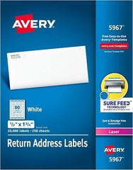 Bulk White Address 1/2×1-3/4in labels White Permanent 80-up 250-sheets 20000/BX