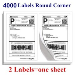 4000 Half Sheet Shipping Labels 8.5×5.5 Round Corner Blank For Laser Inkjet