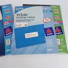 Avery EcoFriendly White Address Labels Lot of 3 Packs – 2 Opened, 1 Sealed