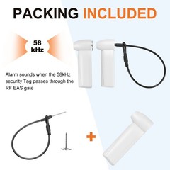 50Pcs Hard Tags AM 58kHz Tag 2.01″Length with Pins Lanyards, Light Gray