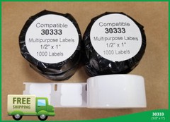 30333 Small Labels White Paper Rolls Dymo® Compatible Adhesive Name Address Tag