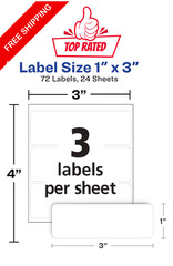 Multi-Use Removable Labels,Non-Printable,White 72 Labels Total (6728) 1″ x 3