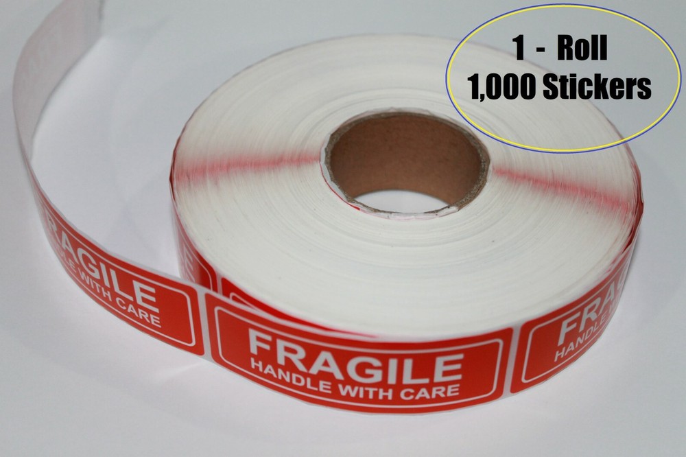 1-Roll 1000 1 x 3 FRAGILE HANDLE WITH CARE Stickers Labels Super Strong Adhesive