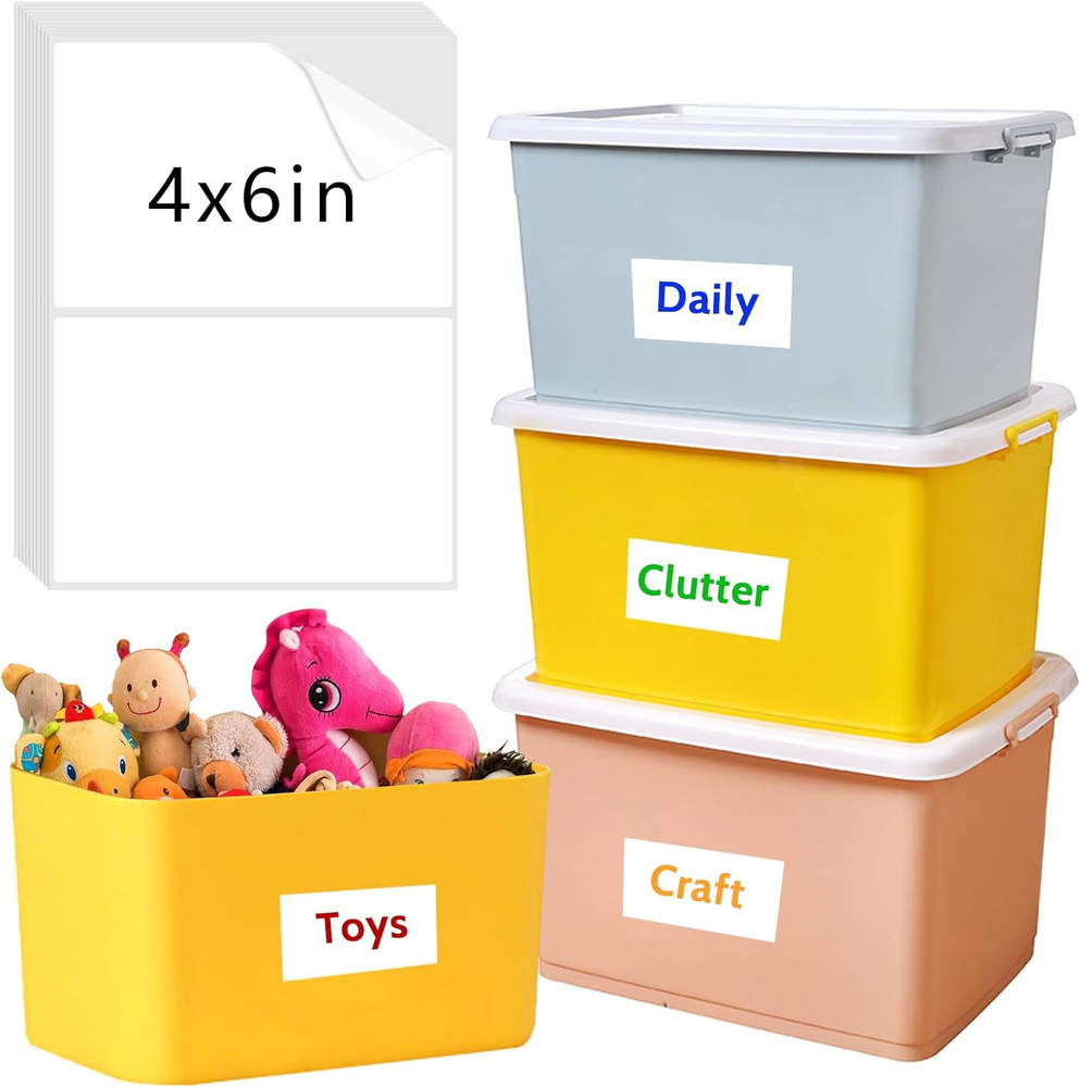 150 Pcs Labels for Storage Bins, 6 X 4 Inch Removable Labels for Storage Bins, T