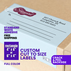 Full Color Custom Printed Labels I 4″ x 6″ I Cut-to-Size I Uncoated