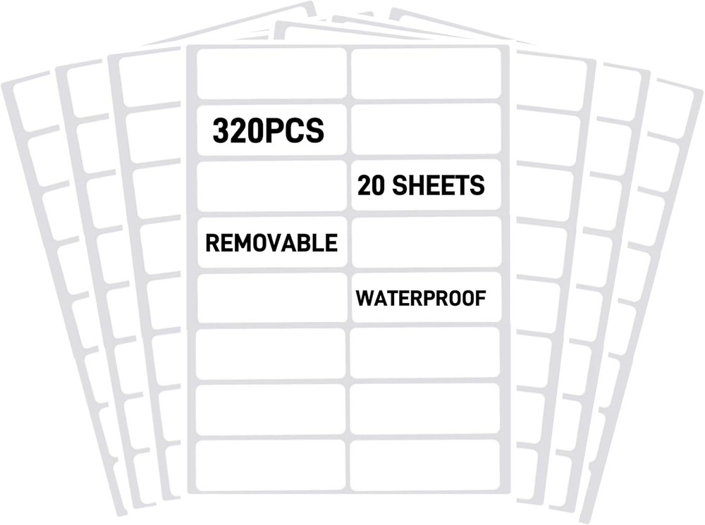 Removable Waterproof Labels for Bottles -320PCS 0.62 X 2.35 Inch Organizing