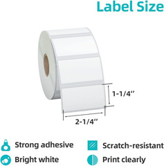 Kingtac 3-Proof 1″ Core(12,000 Labels) 2.25″ X 1.25” Direct Thermal Labels – 12
