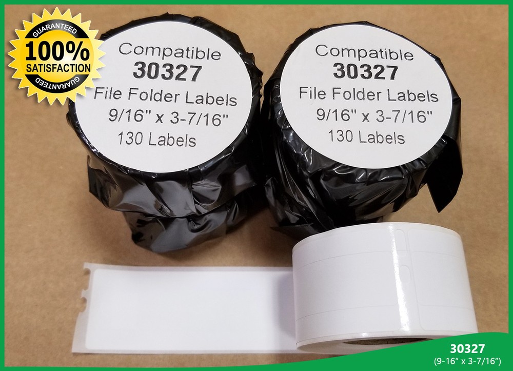 File Folder Labels 5 Rolls Compatible w/ Dymo® Duo Printers 30327 White Large