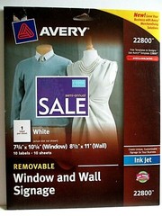 Avery Removable Window Wall Signage Inkjet 8.5 x 11-Inches White 10 Pack 22800