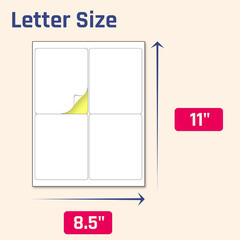 (4″ X 5″) 30 Sheets, Large White Labels Stickers – Laser/Inkjet Printable