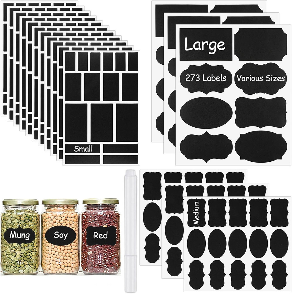 273 Pcs Labels for Jars, Waterproof Reusable Chalkboard Labels for Food Containe