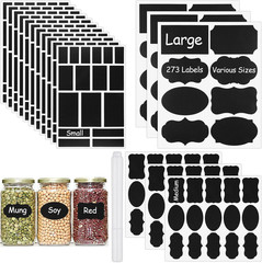273 Pcs Labels for Jars, Waterproof Reusable Chalkboard Labels for Food Containe