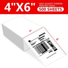 500pcs 4″x6″ Fanfold Direct Thermal Shipping Labels for Zebra & Rollo Printers