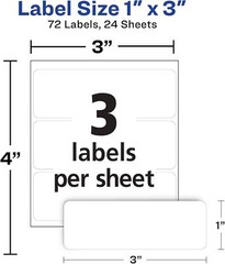 White Removable Labels 1″X3″ 72-Pack – Multi-Use Writable Adhesive Tags – New