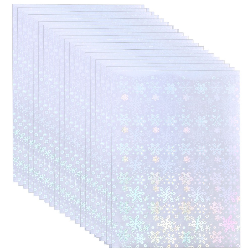 20Sheets A4 Self-adhesive Holographic Sticker Paper Snowflake