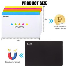 15-Pack 4″x6″ Magnetic Dry Erase Labels – Large Reusable Whiteboard Sheets fo…