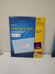 Lot of 2 Avery White Mailing Labels 1 × 2 5/8″-300 Labels New Unopened 600 total
