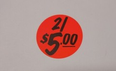2/$5 Discount Pricing Labels Price Point Sale Adhesive Sticker Label 1000 PCS