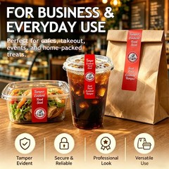 500 Pcs Tamper Proof Stickers 1.5″x6″ – Food Seal Labels for Pizza, Coffee, Take