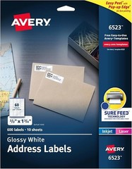 Glossy White Easy Peel(R) Address 2/3×1.75in labels 600/PK – 1EA