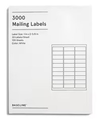Baseline 3000 Blank Address Mailing Labels 1″ x 2-5/8″ 30 Labels per Sheet White